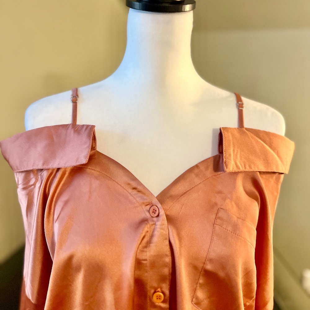 Off The Shoulder Button Up Blouse - image 1